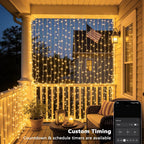Brizled Smart Curtain Lights, 390 LED 9.8x6.3Ft Curtain Lights Outdoor, App & Voice Control Plug in Music Sync Curtain String Lights for Bedroom Wall Wedding Window Party Backdrop Indoor, Warm White