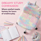 Cute Fuzzy Kids Chair Funny Rolling Study Desk Chair Colorful Girls Vanity Swivel Chair with White Foot