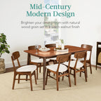 Best Choice Products 7-Piece Wooden Dining Room Table Set, Mid-Century Modern, Kitchen Table w/ 6 Chairs, Upholstered Cushions, Curved Backrests, Rounded Table Corners - Walnut/Cream