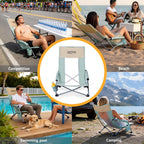 YOUNG WOOD High Beach Chair, Camping Chair, High Back Extra Wide Seat Chair with Comfortable Pillow & Storage Pocketsuitable for Adults, Children and Pets,Load Capacity 350lb,Blue,1p