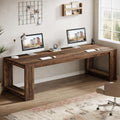 Tribesigns Two Person Desk, 86.6-Inch Extra Long Computer Desk, Two Person Double Desk Workstation for Home Office, Rustic Brown