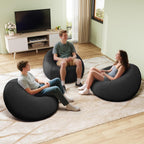 WLIVE 2 Pcs Bean Bag Chair for Kids Adults, Inflatable Chair, No Filler, Comfy, Suit for Dorm Gaming Room Indoor Outdoor, Black