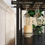 Wine Bar Cabinet with Wine Rack & Glass Holder, Wine Rack Table with Baffle Design, Adjustable Feet & Shelves | Armario de Vino con Repisa para Vinos, Soporte para Copas & Estantes Ajustables -Blk