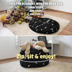 SMART WALLABY Stuffed Animal Storage Bean Bag Chair | 2 Sizes in 1 | 100% Cotton Washable Kids’ Plush Toys Organizer | XL to XXL Expandable Premium Soft Toys Pouf Starry Night
