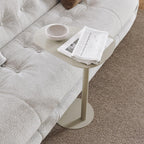 C-Shaped Side End Table, C Table for Sofa Couch Modern End Table Small TV Tray Table Metal Tabletop Home Decor Side Table for Living Room Bedroom (Beige)