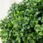 ENVEN Set of 2 Artificial Boxwood Topiary Trees for Front Door - Faux Realistic Greenery Potted Plants, Fake Outdoor UV-Resistant Bushes with Pots for Porch,Farmhouse,Home,Garden Decor