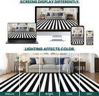 KOZYFLY Black White Striped Runner Rug 2x6 ft Woven Washable Hallway Runner Cotton Farmhouse Kitchen Rug for Entryway Porch Patio Laundry Room