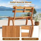 Tangkula Acacia Wood Outdoor Bench with Backrest, 2-Person Patio Garden Bench with Waved Backrest and Slatted Seat, 800 lbs Weight Capacity, Outside Loveseat for Front Porch, Balcony, Backyard, Park