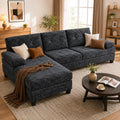 PHONEUTRIX U-Shaped Sectional Sofa with Double Chaise,Linen Fabric 4-Seat Modern Couch, Removable Pillows for Apartment Living Room