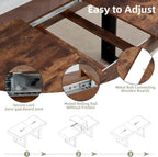 Dining Table Extendable 63 in-79 in for 4-8 Expandable Wood Rectangle with Fluted Base for Dinning Room Kitchen Living Room Farmhouse Rustic Walnut