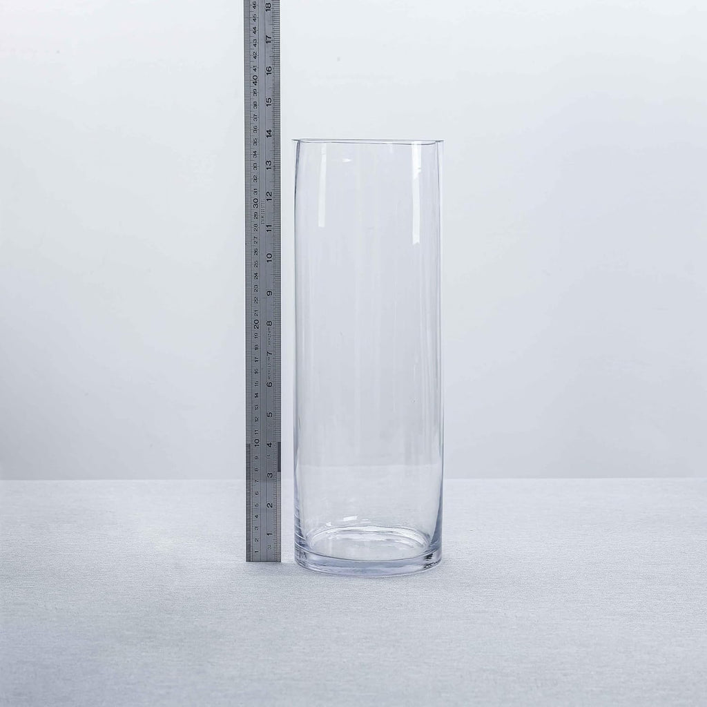 CYS Excel Glass Cylinder Vase (H:14" D:5") | Multiple Size Choices Glass Flower Vase Centerpieces | Hurricane Floating Candle Holder Vase