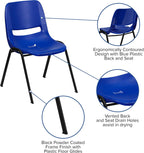 EMMA + OLIVER Navy Ergonomic Shell Stack Chair with Black Frame and 16" H Seat
