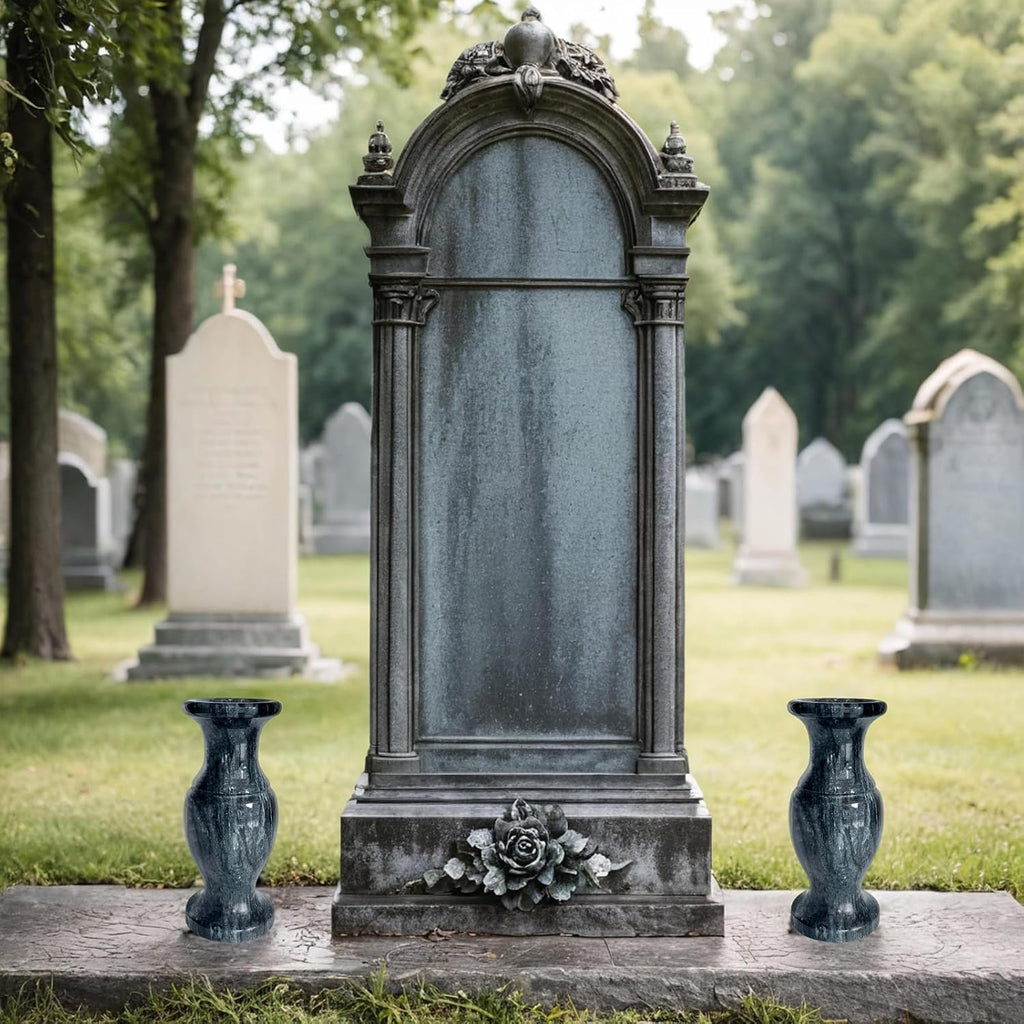Cemetery Vases for Grave Decorations,Natural Granite Flower Vases for Cemetery. (2)