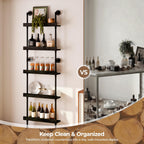 Industrial Wine Rack Wall Mounted, Industrial Pipe Bar Shelf for Wine Display, 5-Tier Rustic Hanging Organizer for Wine Bottle Storage in Kitchen, Bar, Pub, Cellar(Black, 24 Inch)
