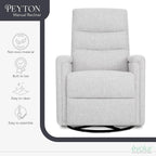 Evolur Peyton Manual Glider Recliner – Fog Grey, Rocking & 360° Swivel with Smooth Glide – GREENGUARD Gold & FSC Certified – Modern Nursery and Living Room Chair