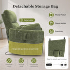 Chenille Power Swivel Glider Recliner Chair for Nursery, Detachable Storage Bag, Green