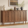 ONBRILL 63 Inch Buffet Cabinet with Storage, Arched Sideboard Cabinet with 4 Doors and Adjustable Shelves, Wooden Coffee Bar for Kitchen, Living Room, Entryway,Walnut