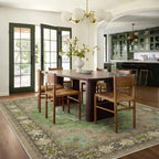 AMADA HOMEFURNISHING 8x10 Area Rug for Living Room, Vintage Washable Area Rug Low-Pile & Non-Slip Carpet for Bedroom Dining Room Nursery Home Office, Green
