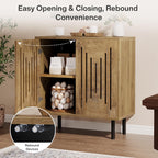 Tribesigns Set of 2 Sideboard Buffet with Storage, 59" Buffet Sideboard Cabinet with Adjustable Shelves, Accent Storage Cabinet for Living Room, Natural