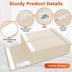 StorageTastic 4 Pack Bed Sheet Closet Organizers and Storage,Sturdy Foldable Storage Containers with Window and Label,Storage and Organization for Bedding Sheets,Duvet Covers,Blankets (Beige)