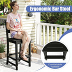 Tangkula Patio HDPE Barstool, Outdoor High Top Bar Chair w/Backrest & Footrest, All-Weather Wood-Plastic Bar Height Chair for Poolside, Backyard, Porch (4, Black)