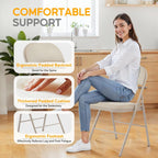 HealSmart 2 Pack Folding Chairs with Leather Padded Cushion Seats & Durable Metal Frame, Comfortable, Foldable, Portable, Commercial Event Seat, Indoor Outdoor for Home, Parties, Office, Kahki