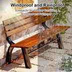 3 Seater Outdoor Garden Bench with Solid Wood Backrest, Outdoor Park Bench Metal, Suitable for Courtyards and Commercial Areas(Beige,150x40x70cm/59x16x28in)