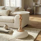 Round Pedestal Side Table, Small Metal Drink Table for Small Spaces, Modern Accent End Table for Living Room, Bedroom, Sofa, Cocktail Table