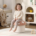 Kids Desk Chairs, Cute Mushroom Storage Ottoman, Mushroom Armchair, Children Round Storage Ottomans, Small Multi-Purpose Footstool for Playroom & Bedroom, Pink Mushroom