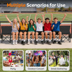 Suteck 8 Seats Soccer Bench, Portable Team Bench with 17.3"x 17.3" Individual Seats, 600D Oxford Fabric & Side Pockets, Heavy Duty Outdoor Folding Bench for Sports, Camping, Patio & Park Events