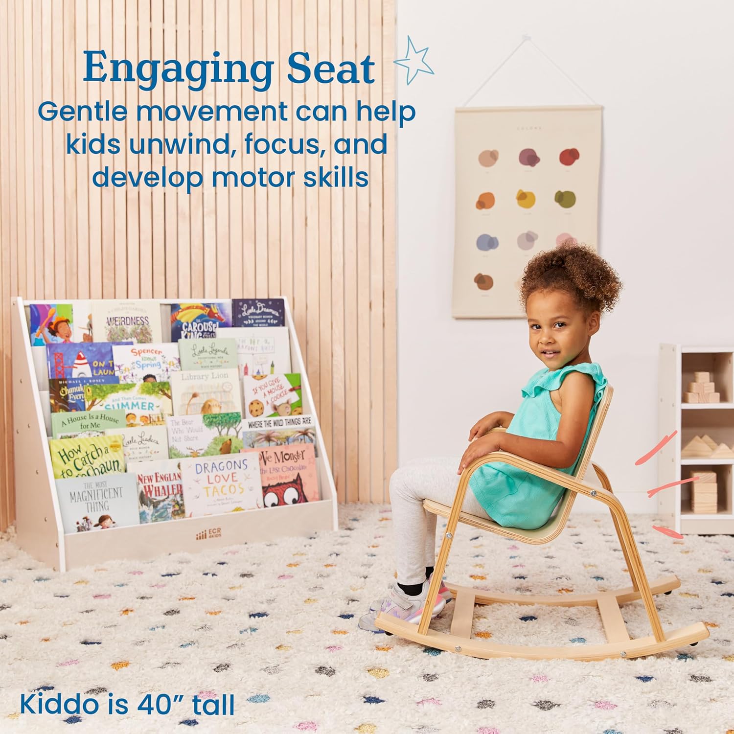 ECR4Kids Bentwood Rocking Chair with Armrests, Montessori Furniture, Natural