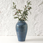 Blue Ceramic Vase for Home Decor,11.6 Inch Flower Vase，Decorative Vases for Pampas Grass，Modern Art Texture Vases for Home Entryway Living Room Dining Table Farmhouse Office Decor-Blue
