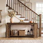 LITTLE TREE Long Entryway Table, 63-Inch Narrow Farmhouse Console Sofa Table for Behind Couch, Hallway, Entry Way, Entrance, Foyer, Living Room with 2-Tier Shelves, Vintage Brown