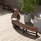 Moccha Outdoor Curved Bench, Carbonized Wood Fire Pit Bench with Slatted Seat, Loveseat, Rustic Wood Outside Chair, Patio Backless 2-Person Seating for Yard Deck Porch, 710 LBS Max Load (2)