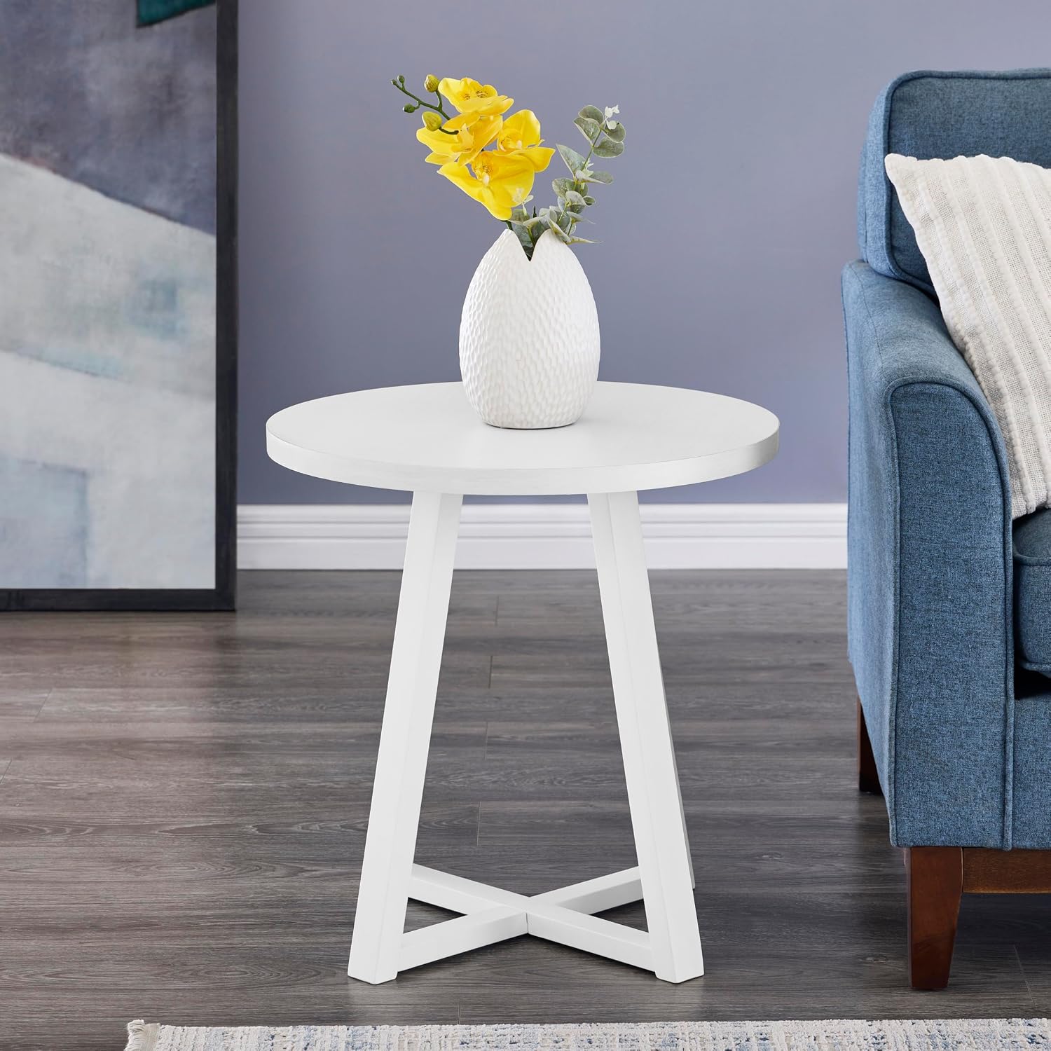 Roundhill Furniture Modern Harmony Wood Oval End Table, White