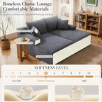 80" Boneless Chaise Lounge Chair Indoor, Double Chaise Lounge Chairs Indoor,Boneless Loveseat Chairs with Comfort Corduroy, No Assembly Required/40D Memory Foam/Living Room/Bedroom (Grey)