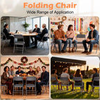 VTOY Commercial Grade Folding Chair with Padded Fabric Cushion（16"X16" |Double-hinged Legs Luxury Style|4.5kg Capacity Max Weight 150Kg for Home and Office,Indoor and Outdoor Events (2, PU-Gray)