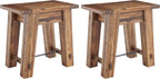 Alaterre Furniture Durango 27-Inch Solid Wood Side Table – Set of 2 Heavy-Duty Industrial End Tables with 100lb Capacity for Living Room, Bedroom, or Office (Natural Grain Lacquer Finish)