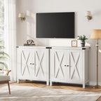 GarveeHome Small Storage Cabinet, Farmhouse Sideboard Buffet Cabinet with 2 Doors and Adjustable Shelves, Accent Entryway Console Cabinets for Living Room, Dining Room (Rustic White., 1 Pieces)