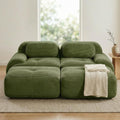 SoarFlash 81” Sectional Cloud Boneless Sofa Couches for Living Room-2 Seater U-Shaped Modern Lounge Couch-No Assembly Modular Corduroy Convertible Sponge Sleeper Sofas with Chaise for Home House,Green