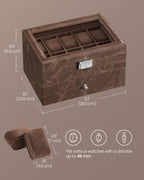 SONGMICS Watch Box, 20-Slot Watch Case Organizer with Large Glass Lid, Removable Pillows, Metal Lock, Fathers Day Gift for Dad, Coffee Brown Synthetic Leather, Coffee Brown Lining UJWB020KZ02S