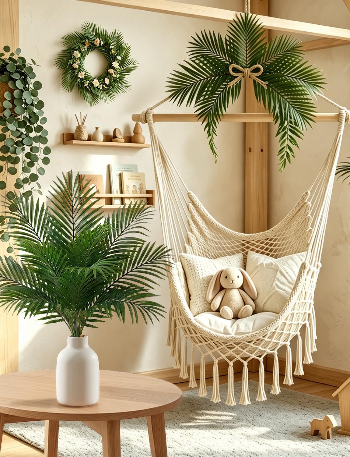 100 pcs 25 Inch Artificial Palm Leaves, Large Fake Palm Fronds Stems, Palm Branches Faux Tropical Plants for Palm Sunday, Jungle Beach Wedding Luau Party Home Decor, Palm Leaf, Palmas Artificiales