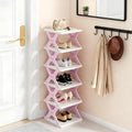 Shoe Rack, Collapsible Kids Shoe Rack, 6-Tier Small Foldable Shoe Organizer for Entryway, Dorm, Bedroom (Pink-x)