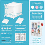 CUBEDIY Baby Closet Organizer for Nursery: Durable Baby Wardrobe for Closet - Customizable Baby Dresser Amoire Shelves - Waterproof Shelf Clothes Organizer w/Wall Fixation (White)