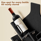 Hoctieon Wine Rack Wall Mounted, 6 Bottles Wood Wine Rack for Display and Storage, Hanging Bottle Holder Bar Shelves for Living Room, Kitchen, Dining Room, Wine Cellar, Black
