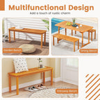 Tangkula Acacia Wood Outdoor Bench, 47" Patio Dining Bench with Slatted Seat, Backless Wooden Garden Bench, Farmhouse Furniture for Garden, Entryway, Poolside, Porch, Balcony, Park & Deck