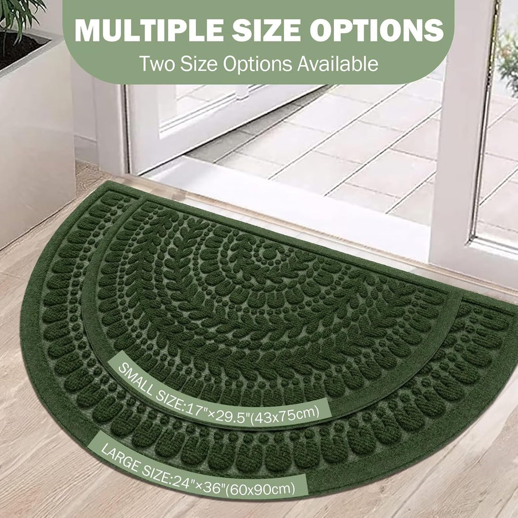 RORA Half Circle Door Mat Front Door Mat Outside Entrance Welcome Mats Outdoor Indoor Semicircular Doormat for Outdoor Half Round Door Mats for Garage Muddy Paws 17”x30”