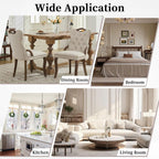 Shenyon Beige Velvet Dining Chairs Set of 6，Modern Upholstered Dining Room Chairs with Tufted Back and Wood Accents, Curved Solid Wood Legs & Nailhead Trim, Sillas De Comedor Modernas 6