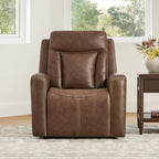 CHITA Genuine Leather Super Zero Gravity Power Recliner Chair, Cafe Brown | Adjustable Power Headrest, USB & Type-C Ports for Living Room & Home Theater