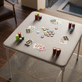 Garvee 34 Inch Square Folding Card Table for 4 Players, Portable Foldable Table with Waterproof PU Padded Top, Easy Setup Anti-Wobble Metal Frame for Board Games, Dining & Parties, Grey，Table only